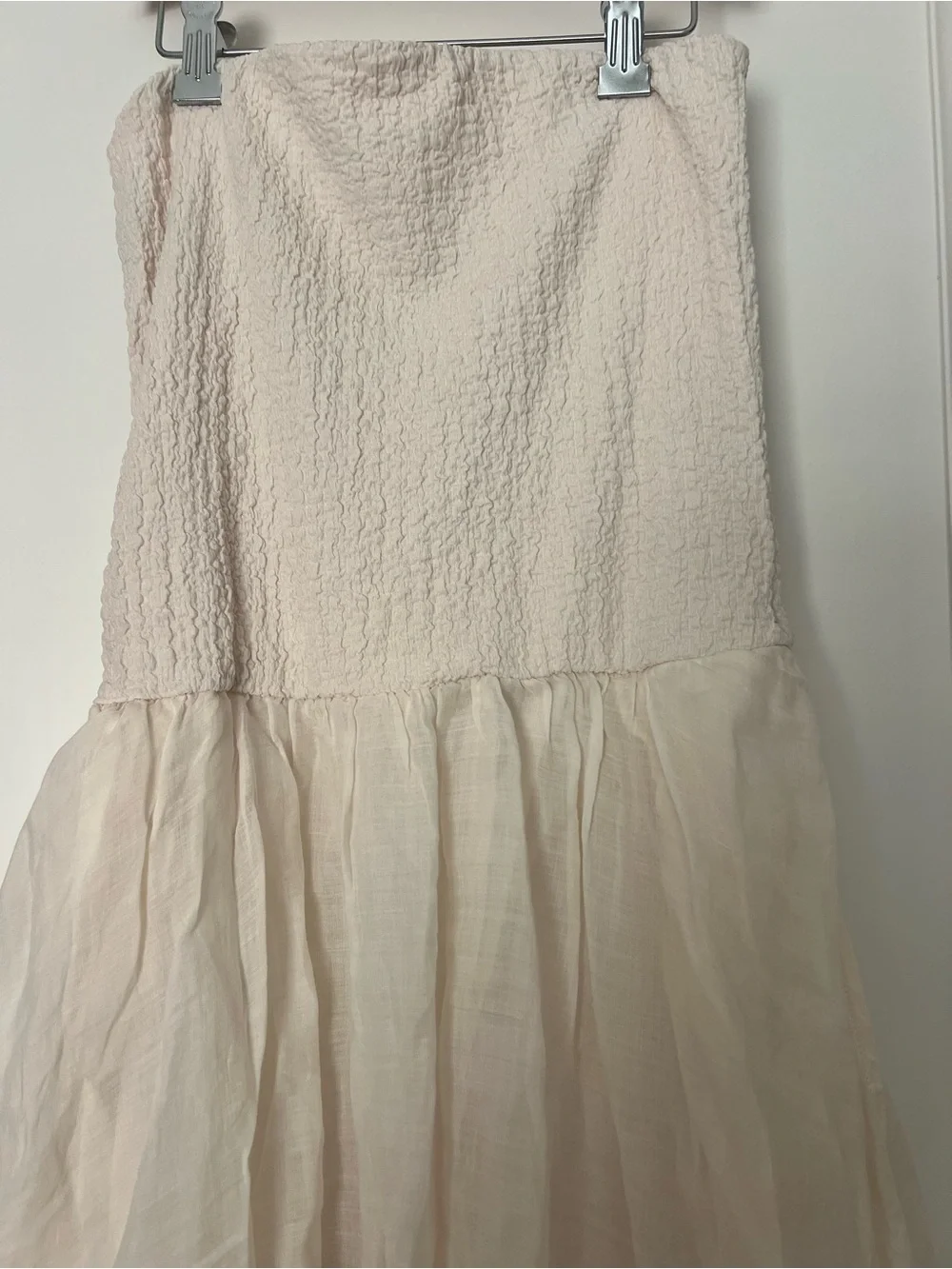 Jcrew Strapless Linen Cream Midi Dress - Elegant Smocked Bodice
